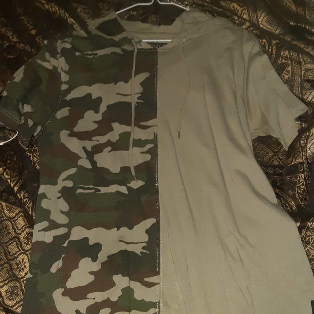 Half camp half light green shirt hoodie